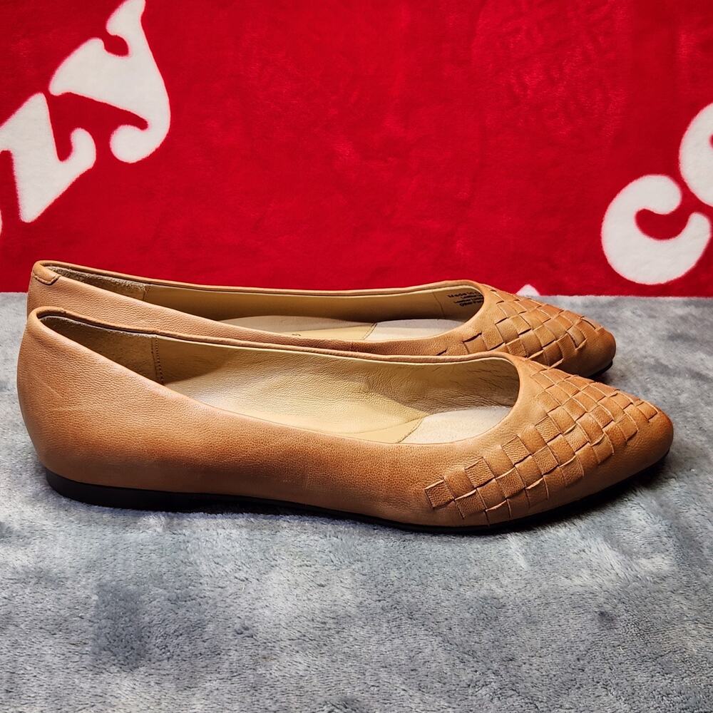 Trotters Signature Woven Leather Flats Women's 7.5M Tan Cognac Pointed Toe... - Picture 4 of 11